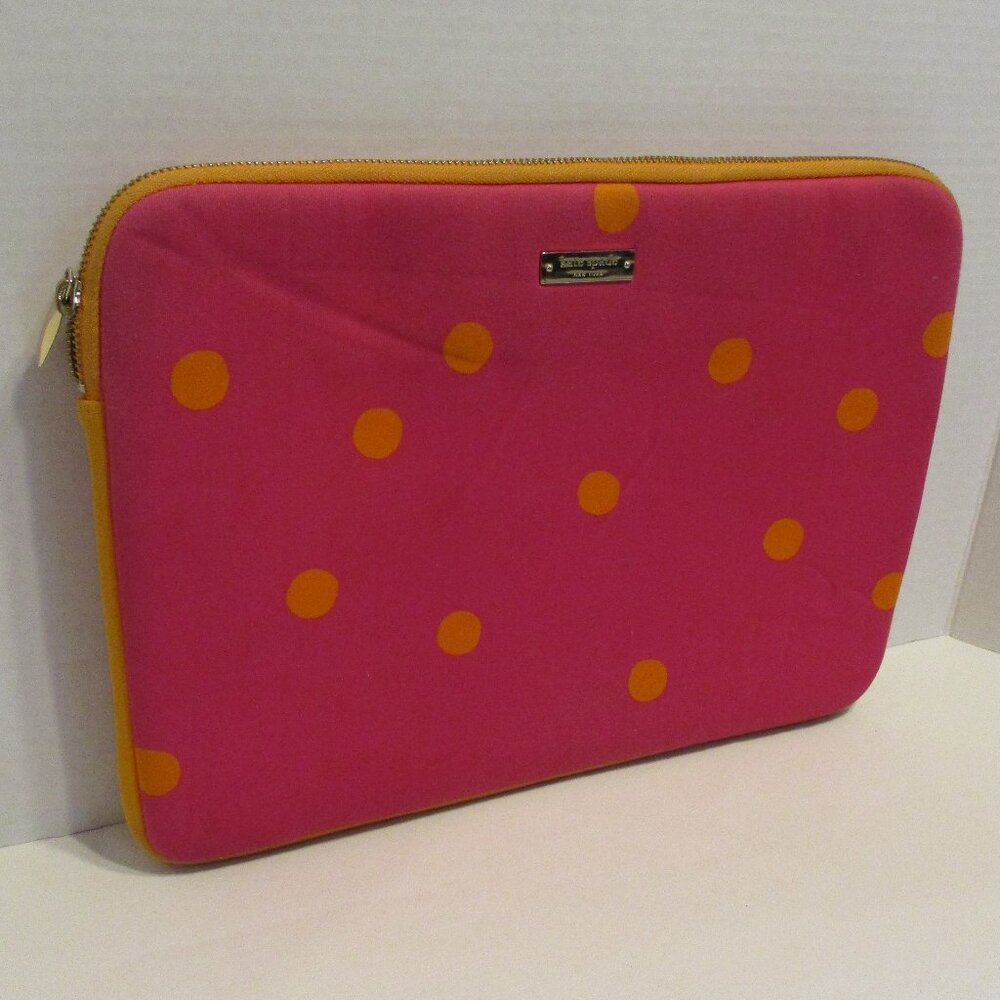 Kate Spade Bag Medium 14x3x8 Pink Yellow Orange Top Zip Laptop Computer Bag